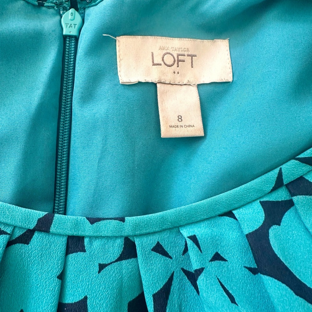 LOFT Women's Dress in Teal and Black - Picture 8 of 10